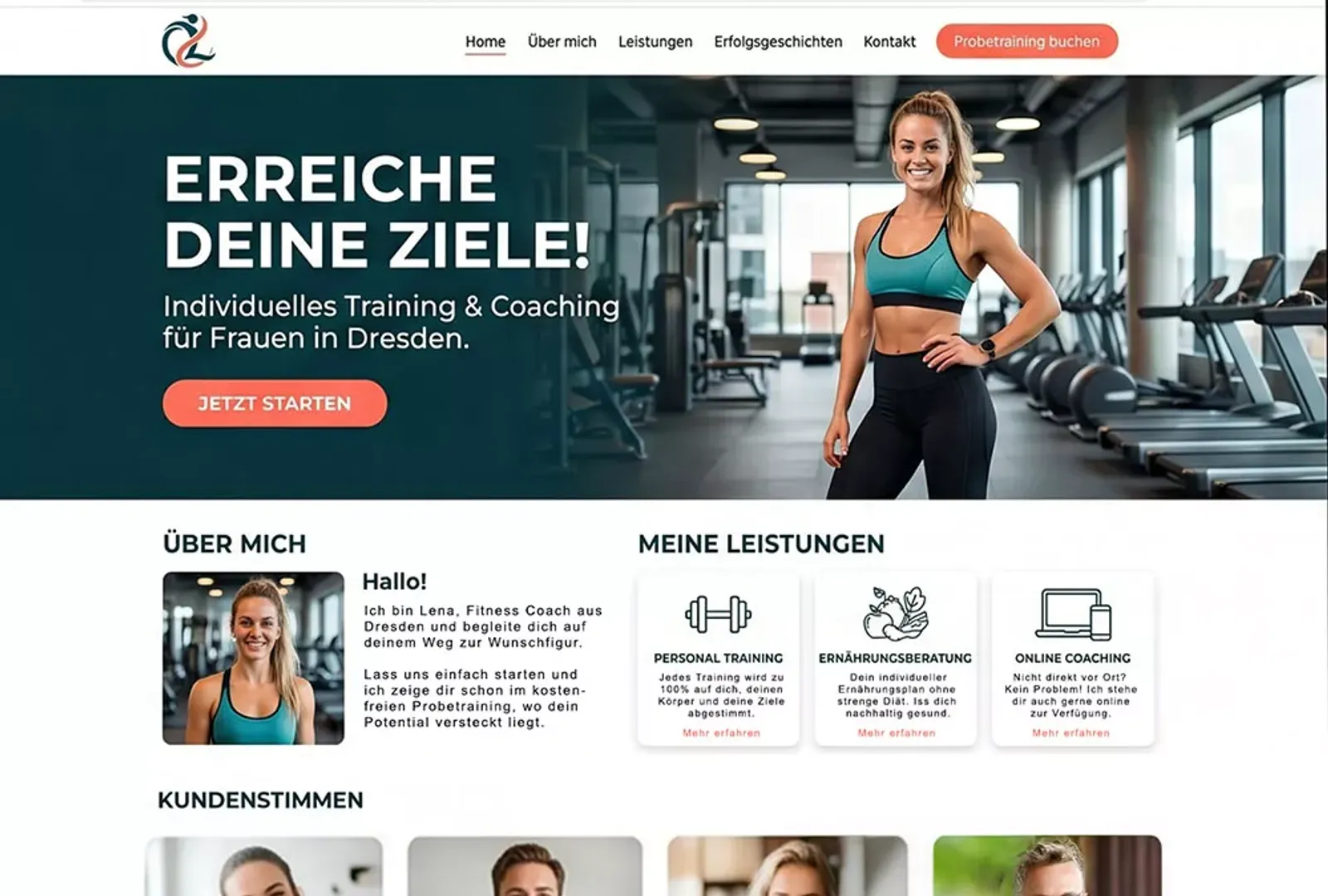 Website Personal Trainerin auf Laptop und Smartphone