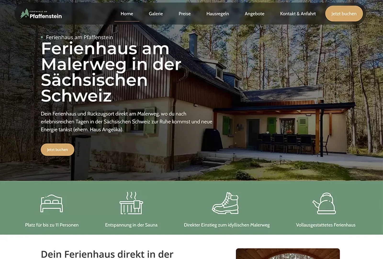 Website Ferienhaus Pfaffenstein auf Laptop